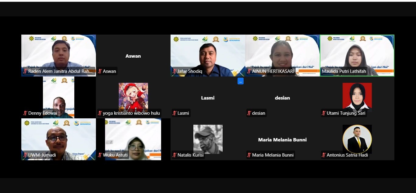 Edukasi Pajak Sejak Dini, Prodi Akuntansi UWM Gelar Webinar "Memahami Pajak dari Nol"