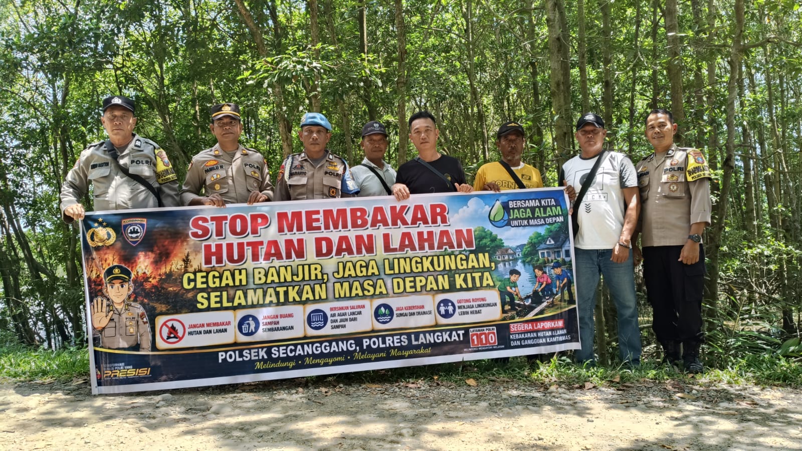 Cegah Karhutla Sejak Dini, Polsek Secanggang Ajak Warga Stop Bakar Sampah