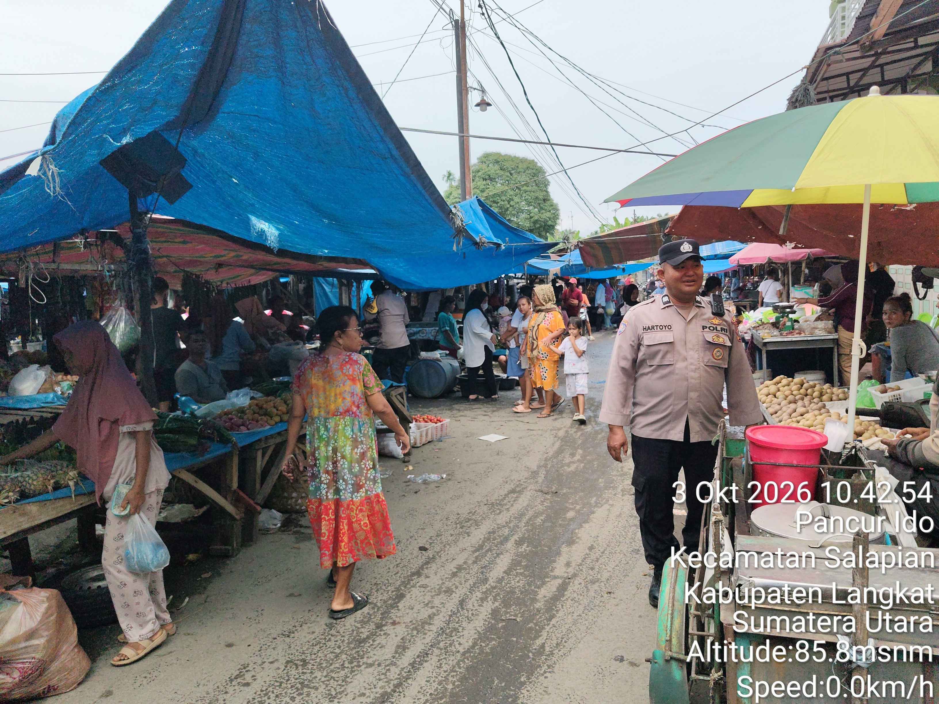 Polsek Salapian Intensifkan Patroli di Pasar Tanjung Langkat, Cegah 3C dan Gangguan Kamtibmas